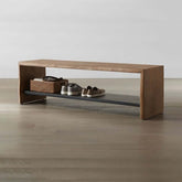Rustic wooden bench with shoe rack for stylish entryway decor